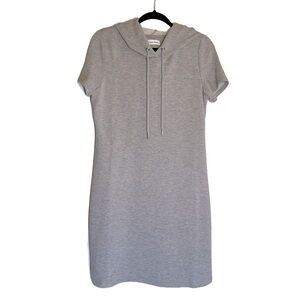 Calvin Klein mini jersey knit dress with drawstring hoodie, short sleeves M